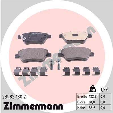 Комплект гальмівних накладок, дискове гальмо ZIMMERMANN 23982.180.2