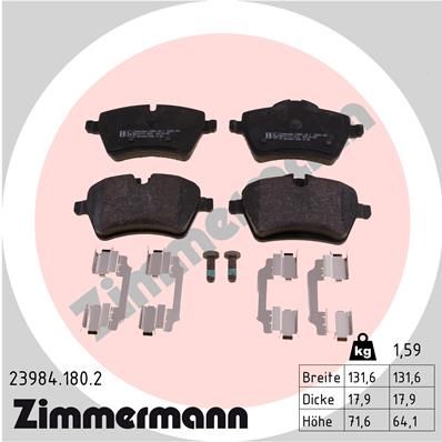 Stabdžių trinkelių rinkinys, diskinis stabdys ZIMMERMANN 23984.180.2