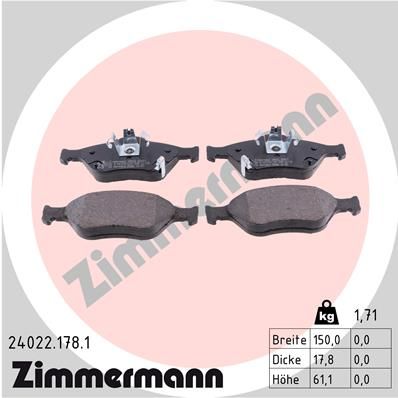 Brake Pad Set, disc brake ZIMMERMANN 24022.178.1