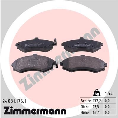 Stabdžių trinkelių rinkinys, diskinis stabdys ZIMMERMANN 24031.175.1