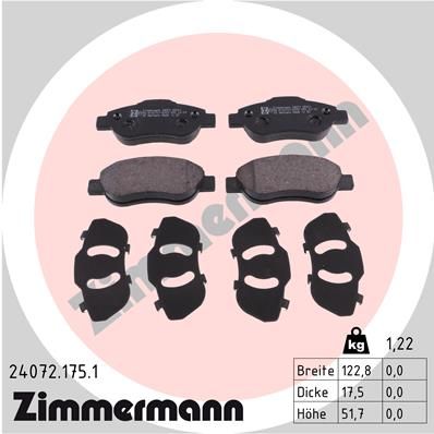 Stabdžių trinkelių rinkinys, diskinis stabdys ZIMMERMANN 24072.175.1