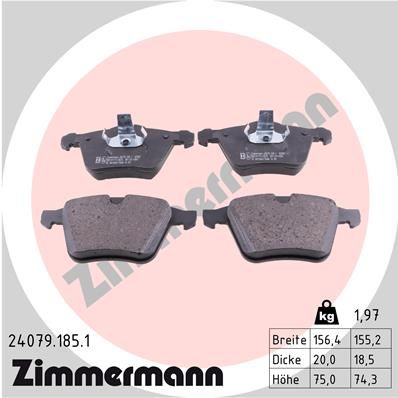 Stabdžių trinkelių rinkinys, diskinis stabdys ZIMMERMANN 24079.185.1