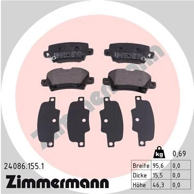 Stabdžių trinkelių rinkinys, diskinis stabdys ZIMMERMANN 24086.155.1