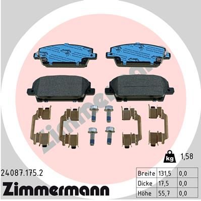 Brake Pad Set, disc brake ZIMMERMANN 24087.175.2