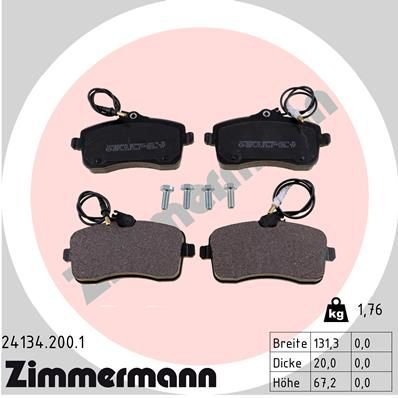 Brake Pad Set, disc brake ZIMMERMANN 24134.200.1