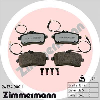 Комплект гальмівних накладок, дискове гальмо ZIMMERMANN 24134.900.1