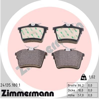 Brake Pad Set, disc brake ZIMMERMANN 24135.180.1