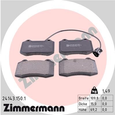 Комплект гальмівних накладок, дискове гальмо ZIMMERMANN 24143.150.1