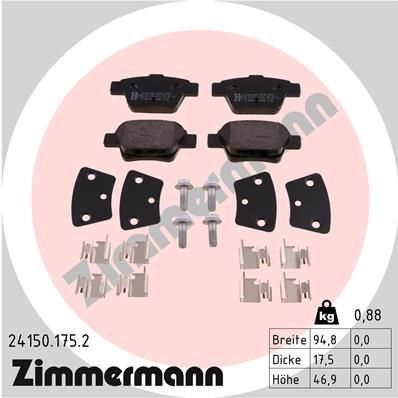 Stabdžių trinkelių rinkinys, diskinis stabdys ZIMMERMANN 24150.175.2