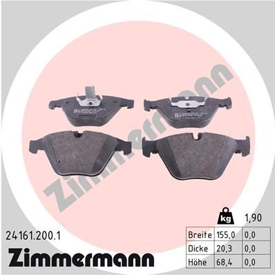 Комплект гальмівних накладок, дискове гальмо ZIMMERMANN 24161.200.1