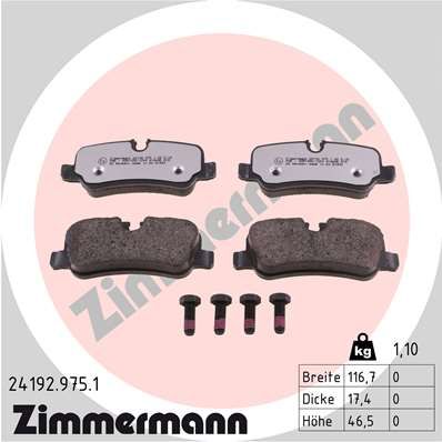 Stabdžių trinkelių rinkinys, diskinis stabdys ZIMMERMANN 24192.975.1