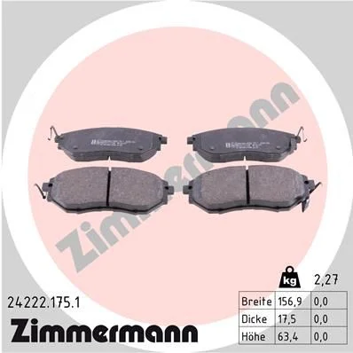 Stabdžių trinkelių rinkinys, diskinis stabdys ZIMMERMANN 24222.175.1