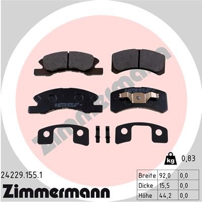 Brake Pad Set, disc brake ZIMMERMANN 24229.155.1