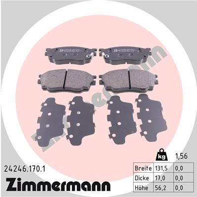 Stabdžių trinkelių rinkinys, diskinis stabdys ZIMMERMANN 24246.170.1