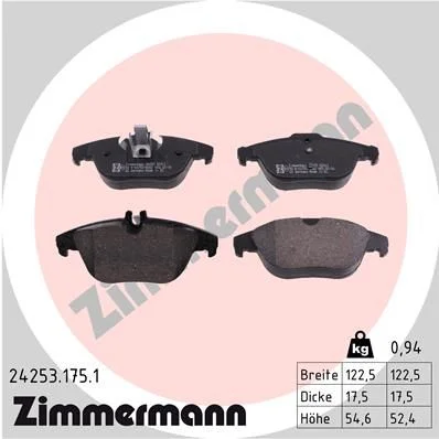 Stabdžių trinkelių rinkinys, diskinis stabdys ZIMMERMANN 24253.175.1