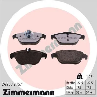 Stabdžių trinkelių rinkinys, diskinis stabdys ZIMMERMANN 24253.975.1