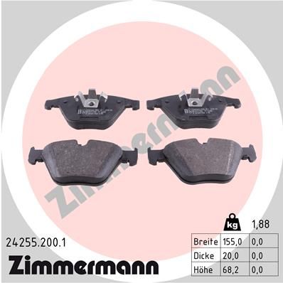 Комплект гальмівних накладок, дискове гальмо ZIMMERMANN 24255.200.1