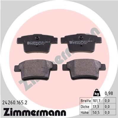 Brake Pad Set, disc brake ZIMMERMANN 24260.165.2