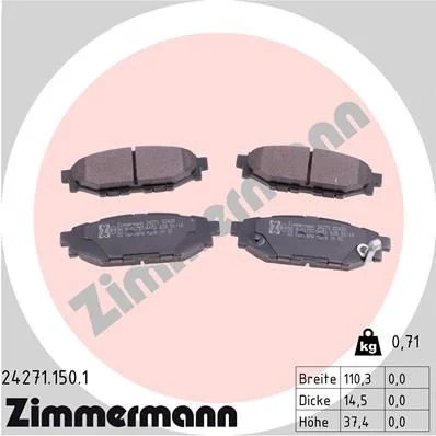 Stabdžių trinkelių rinkinys, diskinis stabdys ZIMMERMANN 24271.150.1