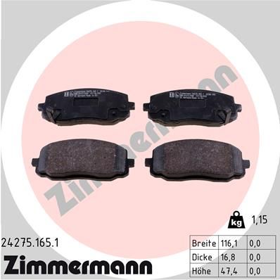 Brake Pad Set, disc brake ZIMMERMANN 24275.165.1