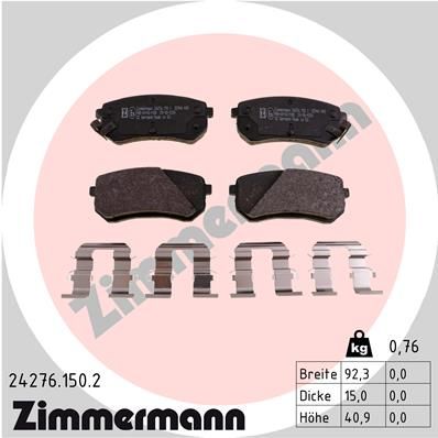 Stabdžių trinkelių rinkinys, diskinis stabdys ZIMMERMANN 24276.150.2