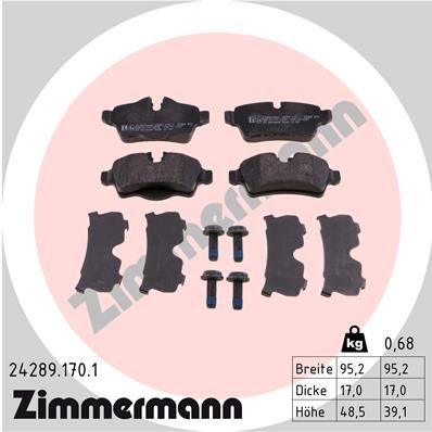 Комплект гальмівних накладок, дискове гальмо ZIMMERMANN 24289.170.1