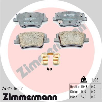 Stabdžių trinkelių rinkinys, diskinis stabdys ZIMMERMANN 24312.160.2