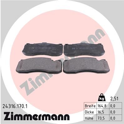 Brake Pad Set, disc brake ZIMMERMANN 24316.170.1