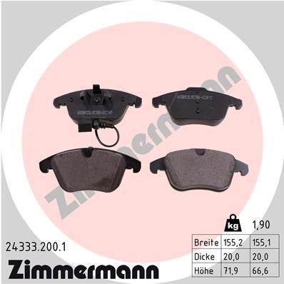 Brake Pad Set, disc brake ZIMMERMANN 24333.200.1