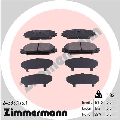 Stabdžių trinkelių rinkinys, diskinis stabdys ZIMMERMANN 24336.175.1