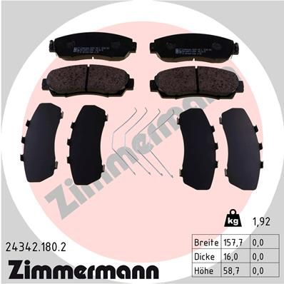 Stabdžių trinkelių rinkinys, diskinis stabdys ZIMMERMANN 24342.180.2