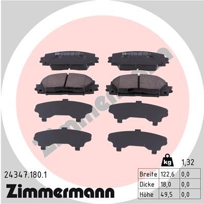 Комплект гальмівних накладок, дискове гальмо ZIMMERMANN 24347.180.1