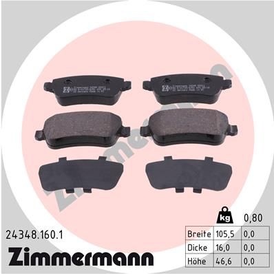 Brake Pad Set, disc brake ZIMMERMANN 24348.160.1