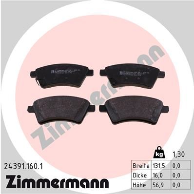 Brake Pad Set, disc brake ZIMMERMANN 24391.160.1