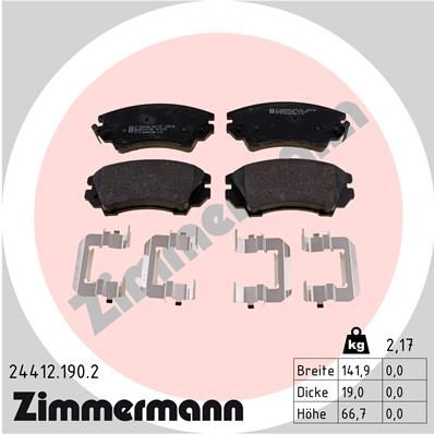 Комплект гальмівних накладок, дискове гальмо ZIMMERMANN 24412.190.2