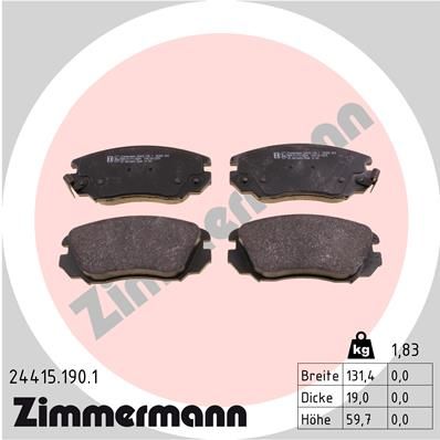 Комплект гальмівних накладок, дискове гальмо ZIMMERMANN 24415.190.1