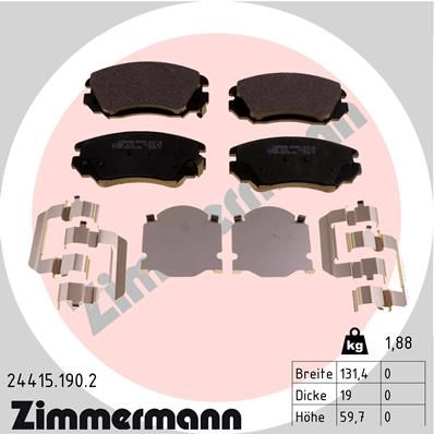 Комплект гальмівних накладок, дискове гальмо ZIMMERMANN 24415.190.2