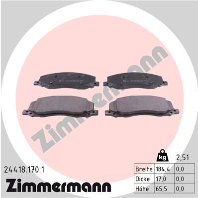 Stabdžių trinkelių rinkinys, diskinis stabdys ZIMMERMANN 24418.170.1