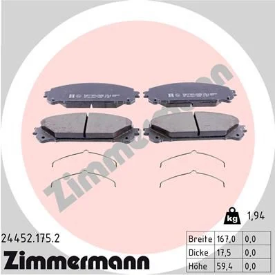 Stabdžių trinkelių rinkinys, diskinis stabdys ZIMMERMANN 24452.175.2