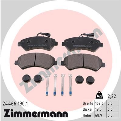 Комплект гальмівних накладок, дискове гальмо ZIMMERMANN 24466.190.1