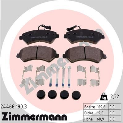 Комплект гальмівних накладок, дискове гальмо ZIMMERMANN 24466.190.3