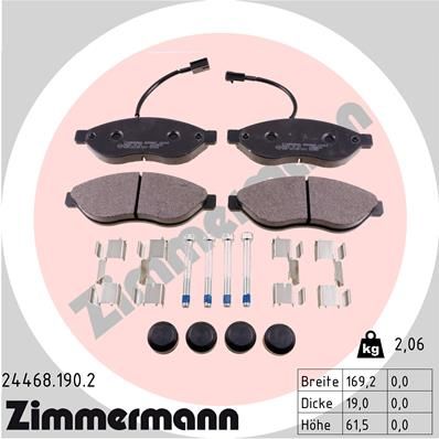 Комплект гальмівних накладок, дискове гальмо ZIMMERMANN 24468.190.2