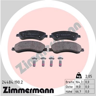 Stabdžių trinkelių rinkinys, diskinis stabdys ZIMMERMANN 24484.190.2