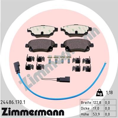 Комплект гальмівних накладок, дискове гальмо ZIMMERMANN 24486.170.1