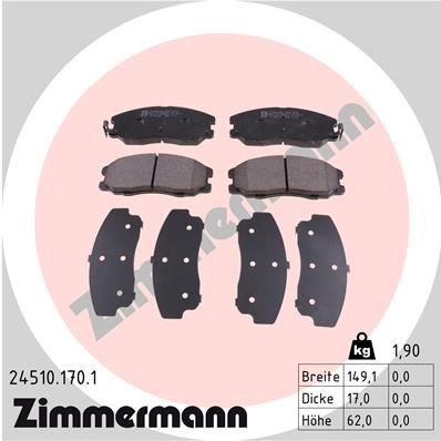Комплект гальмівних накладок, дискове гальмо ZIMMERMANN 24510.170.1