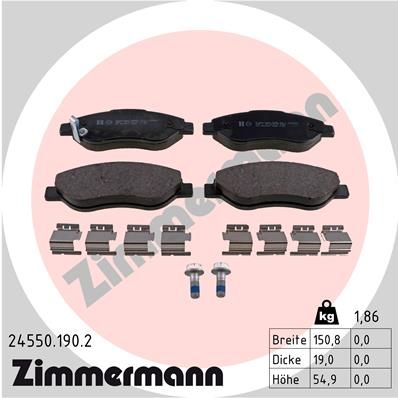 Комплект гальмівних накладок, дискове гальмо ZIMMERMANN 24550.190.2