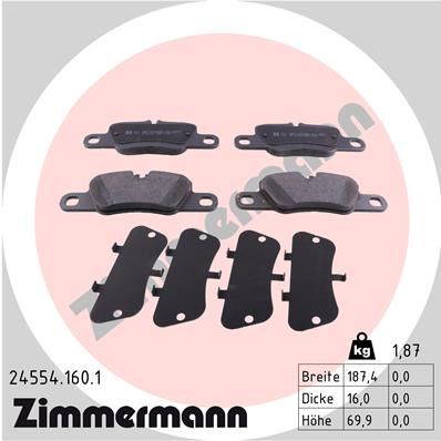 Комплект гальмівних накладок, дискове гальмо ZIMMERMANN 24554.160.1