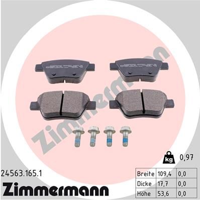 Комплект гальмівних накладок, дискове гальмо ZIMMERMANN 24563.165.1