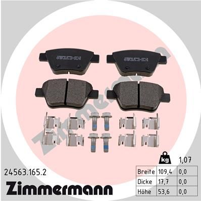 Комплект гальмівних накладок, дискове гальмо ZIMMERMANN 24563.165.2