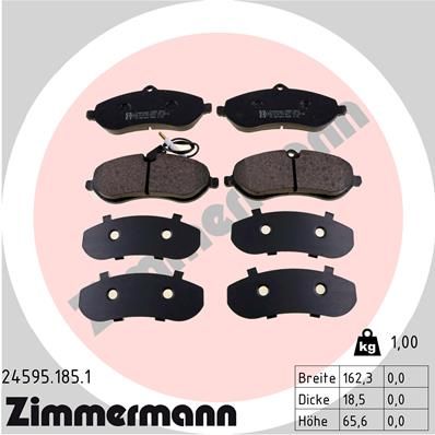 Комплект гальмівних накладок, дискове гальмо ZIMMERMANN 24595.185.1